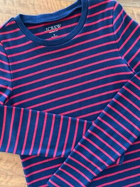 J.Crew Striped Perfect Fit Long Sleeve Tee Navy & Red - Small